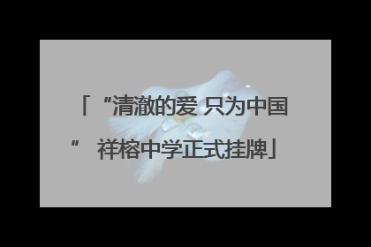 “清澈的爱 只为中国” 祥榕中学正式挂牌