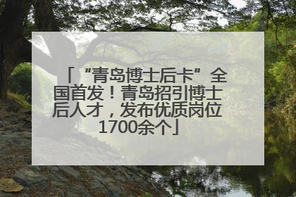 “青岛博士后卡”全国首发！青岛招引博士后人才，发布优质岗位1700余个