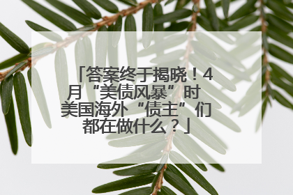 答案终于揭晓！4月“美债风暴”时 美国海外“债主”们都在做什么？