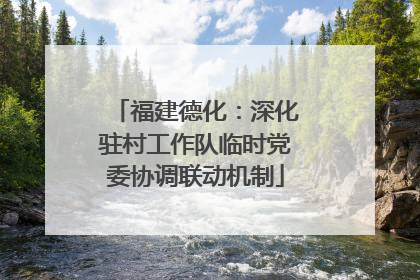 福建德化：深化驻村工作队临时党委协调联动机制