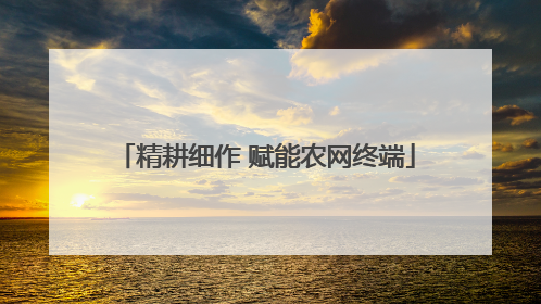 精耕细作 赋能农网终端
