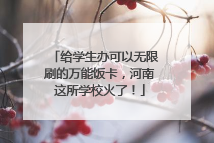 给学生办可以无限刷的万能饭卡，河南这所学校火了！