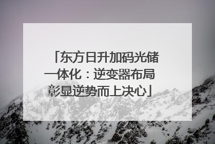 东方日升加码光储一体化：逆变器布局彰显逆势而上决心