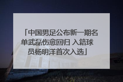 中国男足公布新一期名单武磊伤愈回归 入籍球员杨明洋首次入选