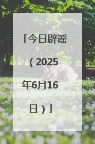 今日辟谣（2025年6月16日）