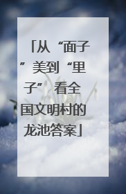 从“面子”美到“里子” 看全国文明村的龙池答案