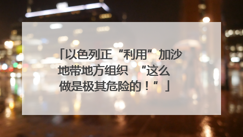 以色列正“利用”加沙地带地方组织  “这么做是极其危险的！”