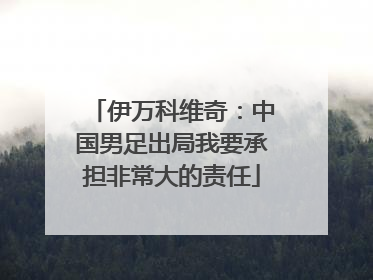 伊万科维奇：中国男足出局我要承担非常大的责任