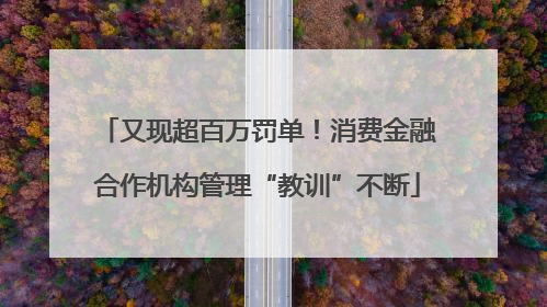 又现超百万罚单！消费金融合作机构管理“教训”不断