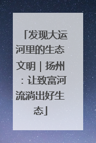 发现大运河里的生态文明｜扬州：让致富河流淌出好生态
