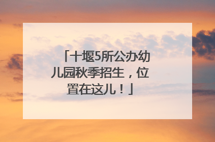 十堰5所公办幼儿园秋季招生，位置在这儿！