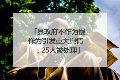 县政府不作为慢作为引发重大舆情，25人被处理