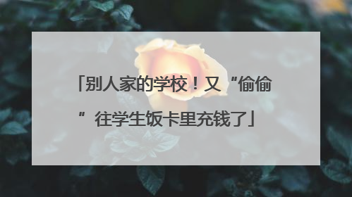 别人家的学校！又“偷偷”往学生饭卡里充钱了