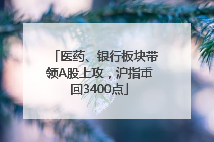 医药、银行板块带领A股上攻，沪指重回3400点