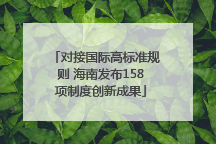 对接国际高标准规则 海南发布158项制度创新成果