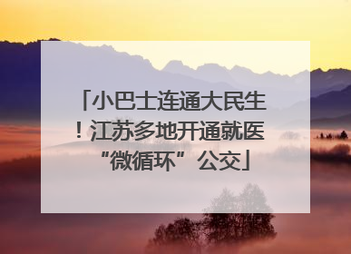 小巴士连通大民生！江苏多地开通就医“微循环”公交