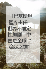 巴基斯坦智库主任：世界不确定性加剧，中国是全球“稳定之锚”