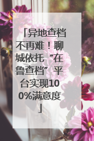 异地查档不再难！聊城依托“在鲁查档”平台实现100%满意度