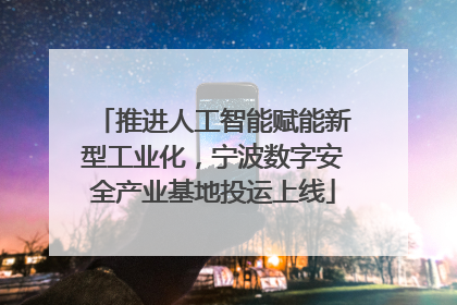 推进人工智能赋能新型工业化，宁波数字安全产业基地投运上线