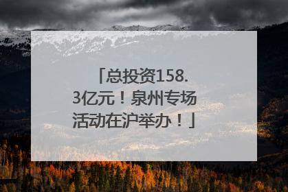 总投资158.3亿元！泉州专场活动在沪举办！