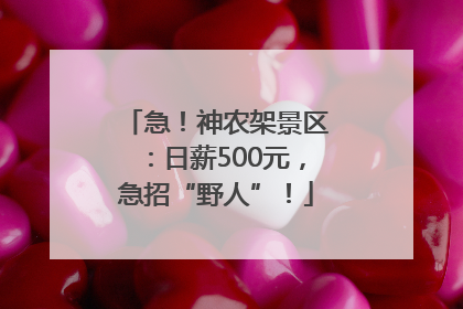 急！神农架景区：日薪500元，急招“野人”！