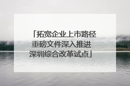 拓宽企业上市路径 重磅文件深入推进深圳综合改革试点