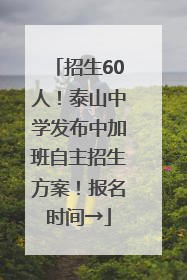 招生60人！泰山中学发布中加班自主招生方案！报名时间→