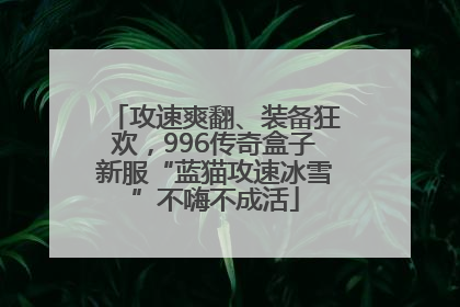 攻速爽翻、装备狂欢，996传奇盒子新服“蓝猫攻速冰雪”不嗨不成活