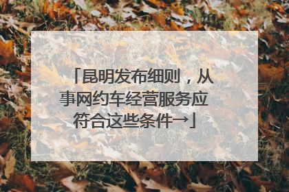 昆明发布细则，从事网约车经营服务应符合这些条件→
