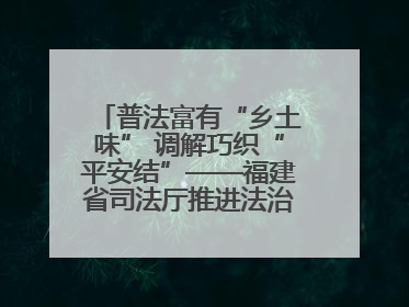 普法富有“乡土味” 调解巧织“平安结”——福建省司法厅推进法治乡村建设出成效