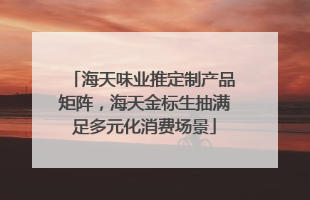 海天味业推定制产品矩阵，海天金标生抽满足多元化消费场景
