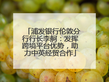 浦发银行伦敦分行行长李舸：发挥跨境平台优势，助力中英经贸合作