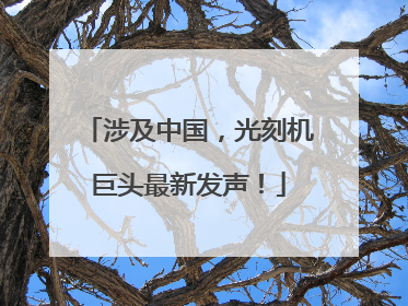 涉及中国，光刻机巨头最新发声！