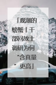 观潮的螃蟹丨干部回故土调研为何“含真量”更高
