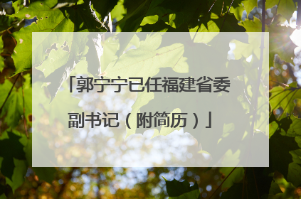 郭宁宁已任福建省委副书记（附简历）