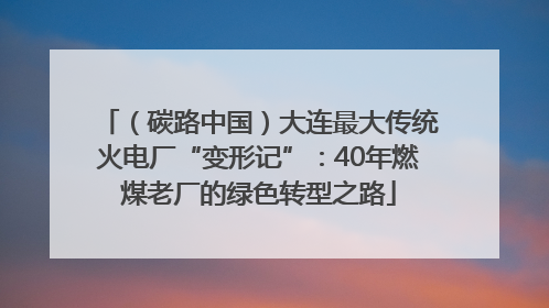 （碳路中国）大连最大传统火电厂“变形记”：40年燃煤老厂的绿色转型之路